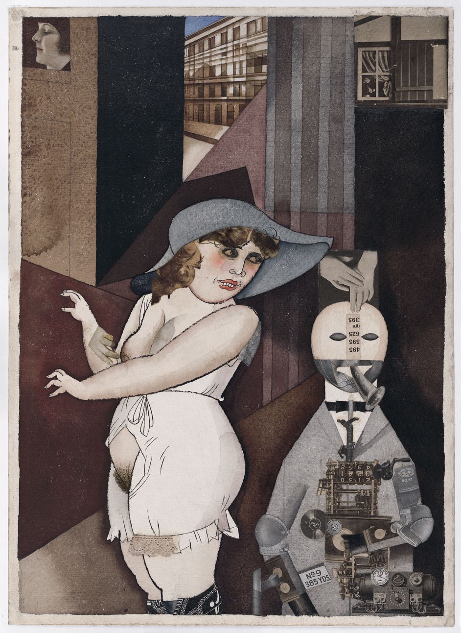 Collage by George Grosz, watercolour, pencil, ink and collage on watercolour cardboard, 42 x 30,2 cm