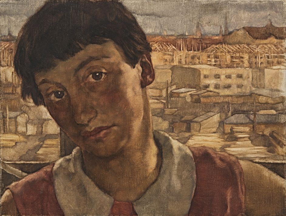 Oil painting: Lotte Laserstein, Self-Portrait in the studio at Friedrichsruher Straße, c. 1927