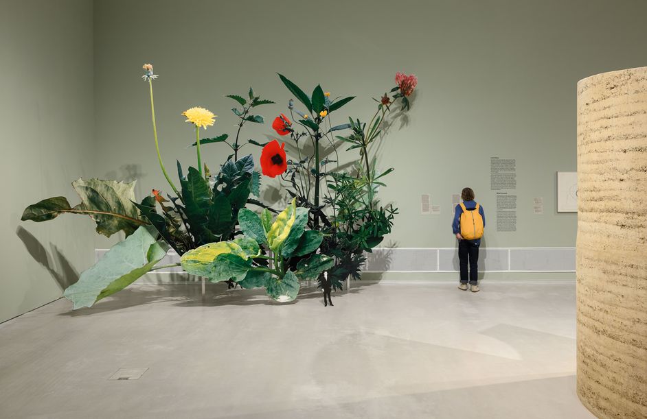 Ausstellungsansicht „Closer to Nature. Bauen mit Pilz, Baum, Lehm“, Berlinische Galerie
