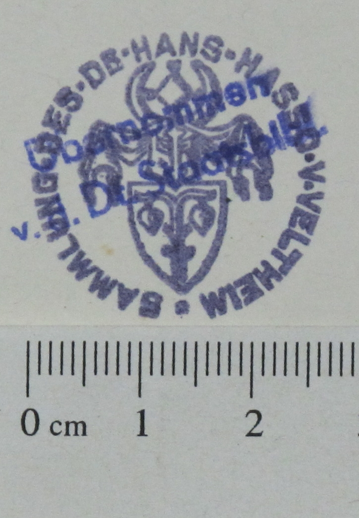 Stempelabdruck mit Schrift und Wappen