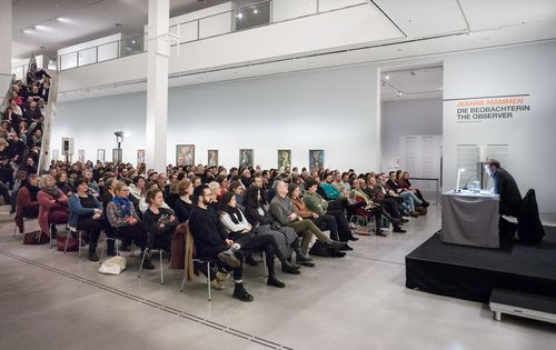 Lesung mit Schauspieler Max Riemelt aus Curt Morecks "Führer durch das lasterhafte Berlin" im Rahmen der Ausstellung "Jeanne Mammen. Die Beobachterin" in der Berlinischen Galerie, 12.1.2018, Foto: Harry Schnitger