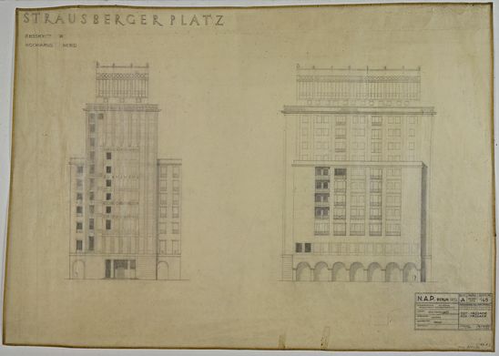 Drawing by Hermann Henselmann, pencil on tracing paper, 86 x 120 cm