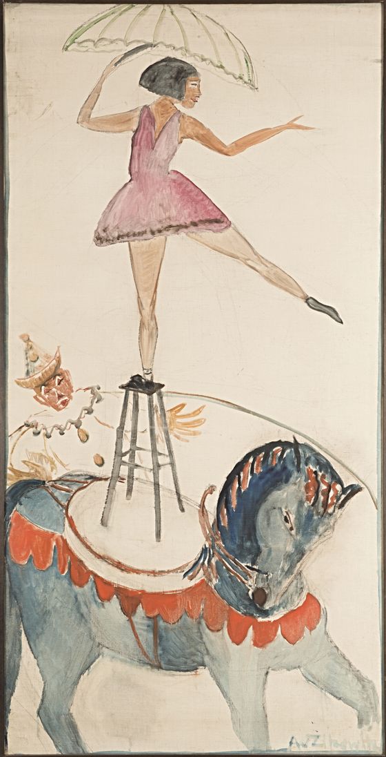 Augusta von Zitzewitz, Zirkusreiterin im Balanceakt, um 1922, © Nachlass von Augusta von Zitzewitz