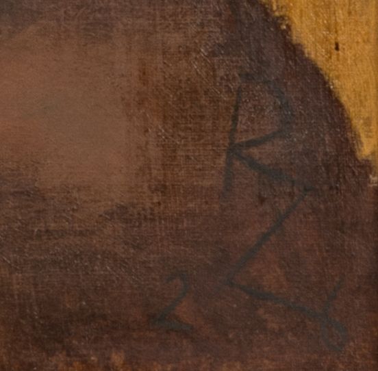 Detail: Close-up of the signature “RZ” in the lower right corner of the painting.