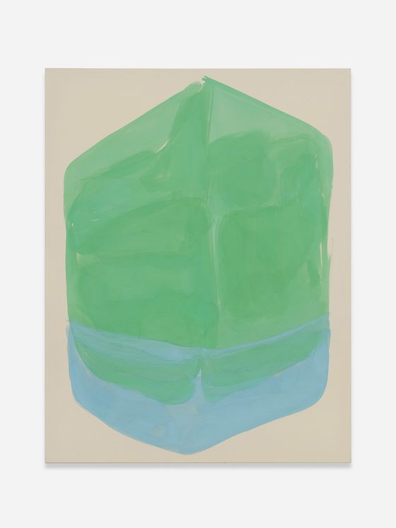 Grün blauer Körper auf beigefarbenem Grund, aquarelliert