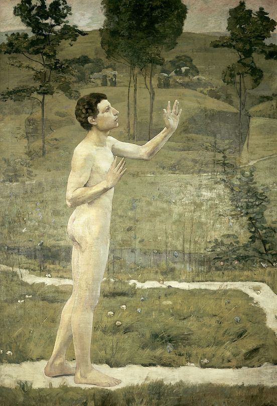 Öl-Gemälde "Zwiegespräch mit der Natur" von Ferdinand Hodler, 1884