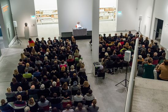 Lesung mit Schauspielerin Sophie Rois aus Klaus Manns "Der fromme Tanz" anlässlich der Ausstellung "Max Beckmann und Berlin", 21.1.2016, Foto: Hannes Wiedemann