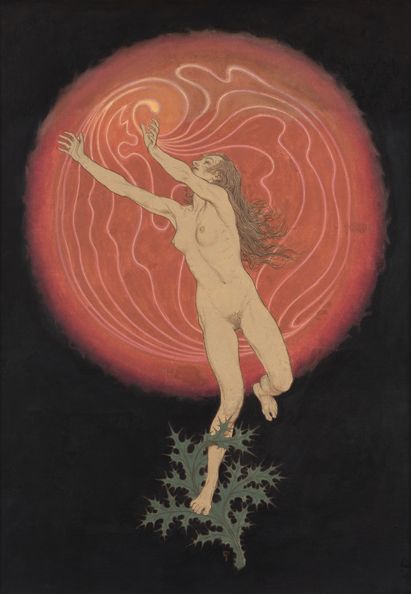 Fidus (Hugo Höppener) (1868 - 1948), Tempeltanz der Seele, 1910 Gemälde von Fidus (Hugo Höppener), Öl auf Leinwand, 100 x 70 cm