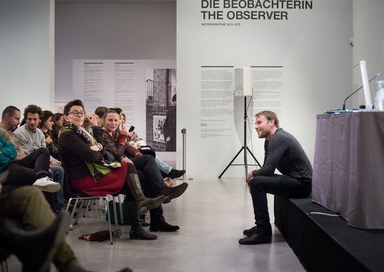 Lesung mit Schauspieler Max Riemelt aus Curt Morecks "Führer durch das lasterhafte Berlin" im Rahmen der Ausstellung "Jeanne Mammen. Die Beobachterin" in der Berlinischen Galerie, 12.1.2018, Foto: Harry Schnitger