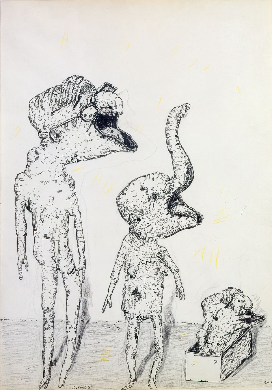 Drawing by Eugen Schönebeck, Ink pen, chalk an pencil on paper, 60,9 x 43 cm 