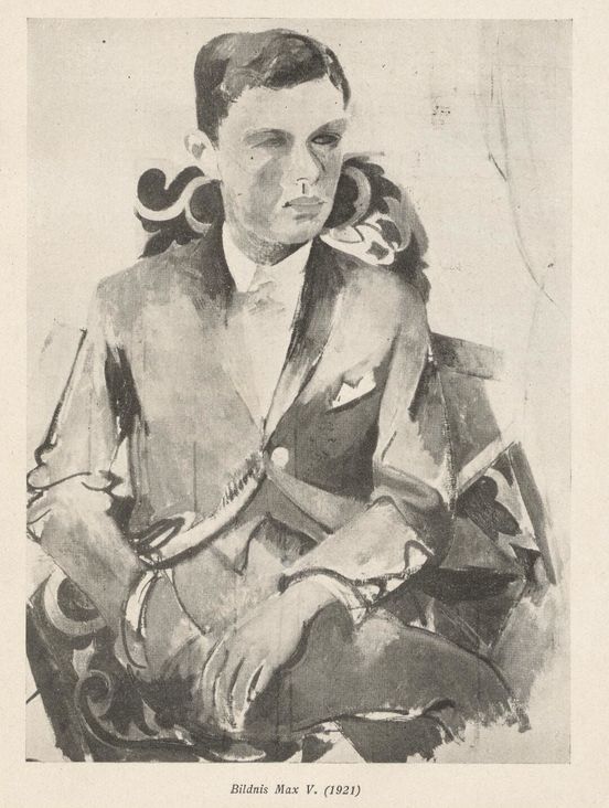 Scan: Catalog page from the exhibition catalog Rudolf Levy of the Alfred Flechtheim Gallery. Depicted is a seated male figure wearing a jacket.