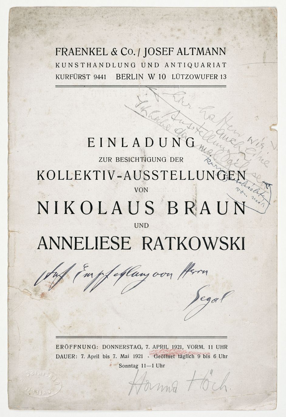 Katalogseite mit Text und handschriftlichen Notizen, Druck, Papier 