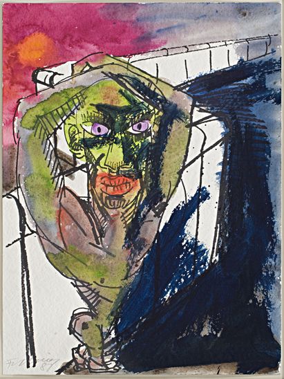 Rainer Fetting, Figur an der Mauer, 1987 Kunstwerk Bildende Kunst