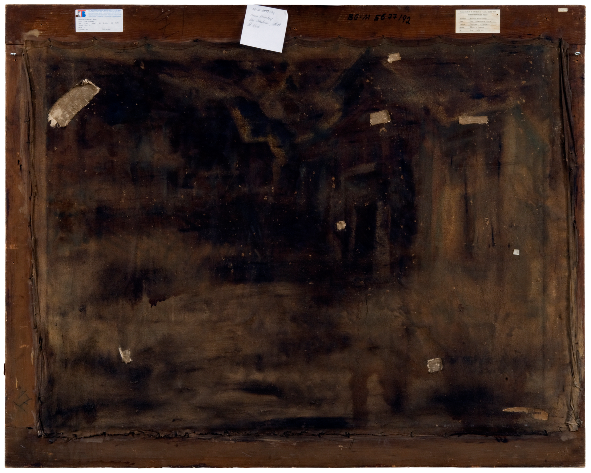Rückseite einer Leinwand auf Holzrahmen, 82 x 106 cm