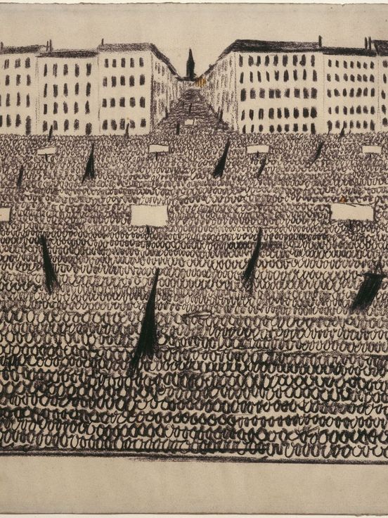 Werner Heldt, Meeting (Aufmarsch der Nullen), 1933-1935