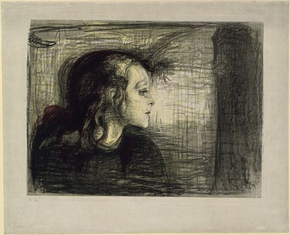 Edvard Munch, Das kranke Kind I, 1896, Foto: © Staatliche Museen zu Berlin, Kupferstichkabinett / Jörg P. Anders Edvard Munch, Das kranke Kind I, 1896, Foto: © Staatliche Museen zu Berlin, Kupferstichkabinett / Jörg P. Anders