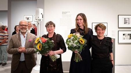 Dr. Thomas Köhler (Direktor Berlinische Galerie), Katia Reich (Kuratorin der Ausstellung und Leitung Fotografische Sammlung), Lily und Frieda von Wild (Estate Sibylle Bergemann)
