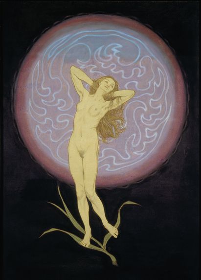 Fidus (Hugo Höppener) (1868 - 1948), Tempeltanz der Seele, 1910 Gemälde von Fidus (Hugo Höppener), Öl auf Leinwand, 100 x 70 cm