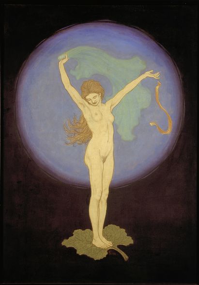 Fidus (Hugo Höppener) (1868 - 1948), Tempeltanz der Seele, 1910 Gemälde von Fidus (Hugo Höppener), Öl auf Leinwand, 100 x 70 cm