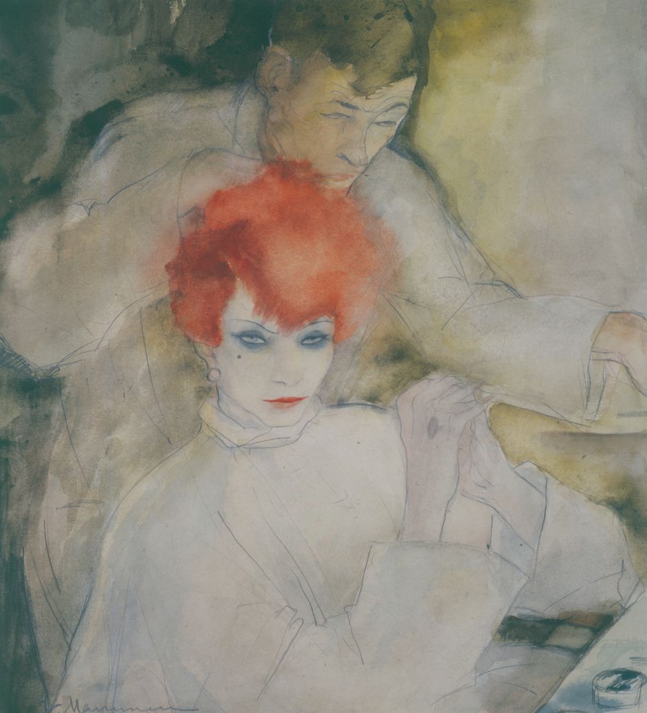 Drawing by Jeanne Mammen, watercolour and pencil on paper, 34,7 x 31 cm