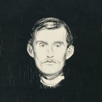 Edvard Munch, Selbstbildnis (mit skelettiertem Arm), 1895