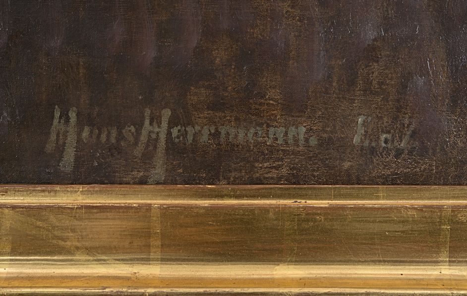 Detailansicht einer Signatur auf einem Gemälde