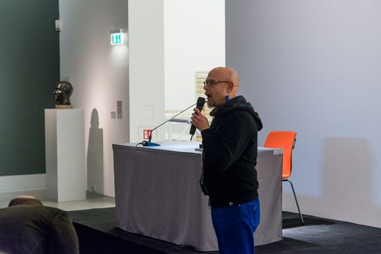 Lesung mit Schauspielerin Sophie Rois aus Klaus Manns "Der fromme Tanz" anlässlich der Ausstellung "Max Beckmann und Berlin", 21.1.2016, Foto: Hannes Wiedemann