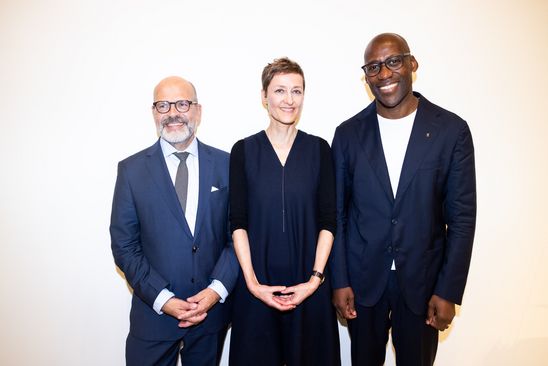 Dr Thomas Köhler, Director Berlinische Galerie, Dr Stefanie Heckmann Head of the Fine Arts Department and curator of the exhibition and Joe Chialo, Senator for Culture and Community