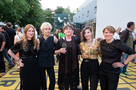 Carolin Wagner (Freundeskreis Berlinische Galerie), Anne Waak (Autorin und Moderatorin des Podcasts zur Ausstellung), Frieda von Wild (Estate Sibylle Bergemann), Meret Becker (Schauspielerin) und Katia Reich (Kuratorin der Ausstellung und Leitung Fotografische Sammlung)
