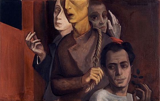 Felix Nussbaum, Selbstbildnis im Totenhemd (Gruppenbildnis), 1942, © Urheberrechte am Werk erloschen