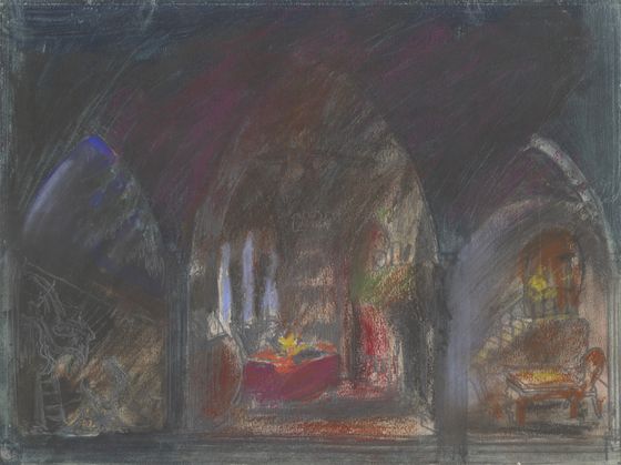 Lovis Corinth, Bühnenbildentwurf zu Johann Wolfgang von Goethes Faust I, 1922, © Theaterwissenschaftliche Sammlung, Univesität zu Köln