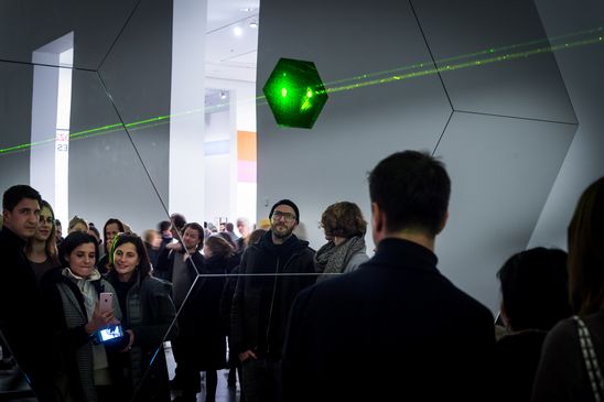 Eröffnung der Ausstellung "Carsten Nicolai. Tele" in der Berlinischen Galerie, 22.3.2018, Foto: Harry Schnitger