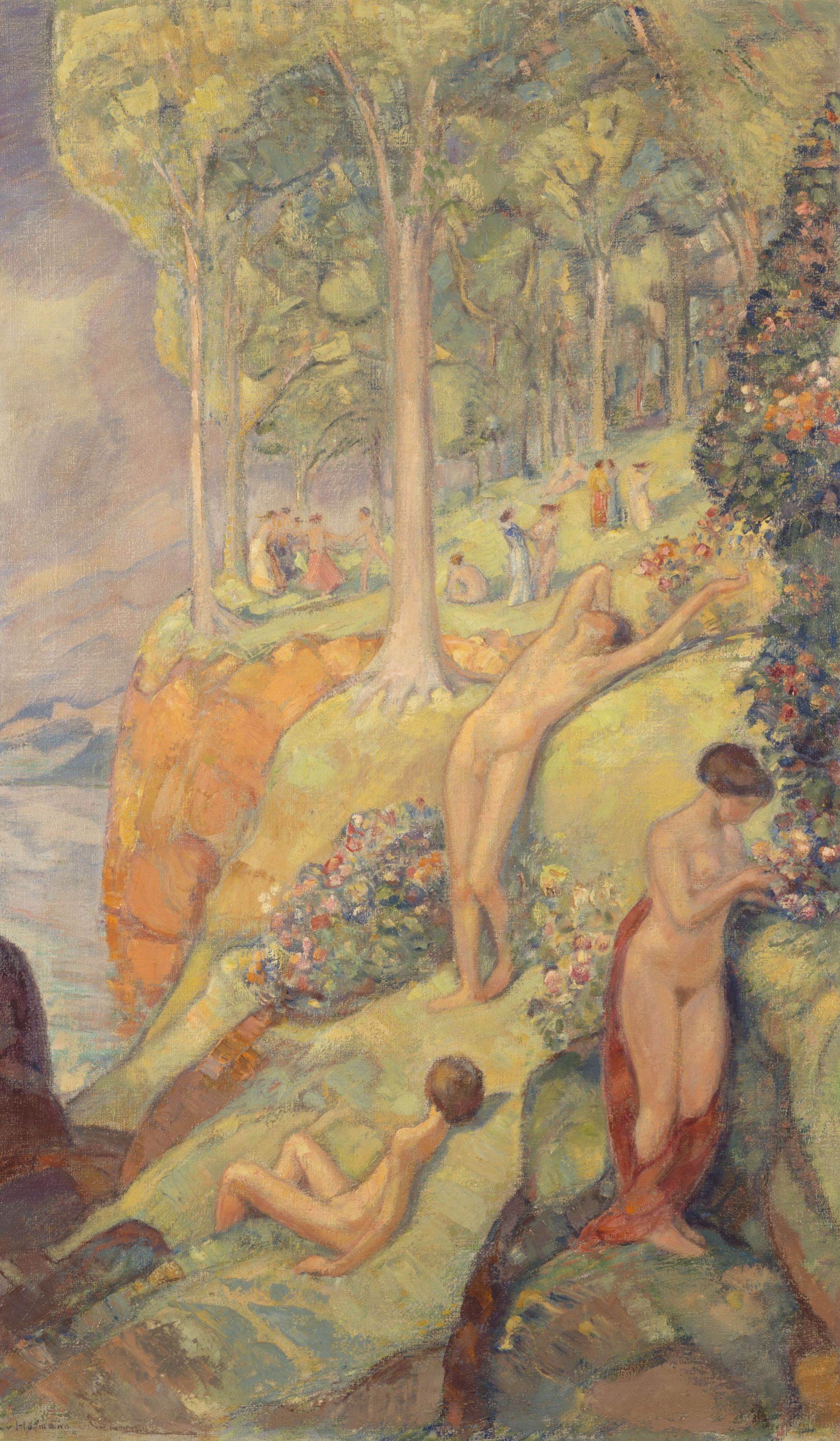 Gemälde von Ludwig von Hofmann, Öl auf Leinwand, 146 x 86 cm