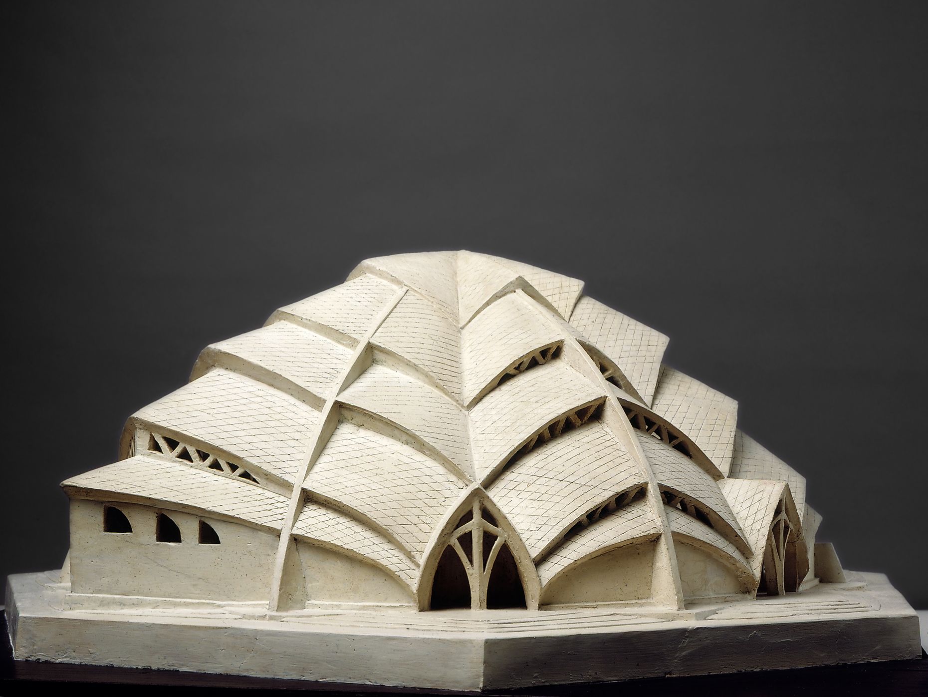 Architecture model by Otto Bartning, wood and plaster, 42,5 x 80 x 79 cm