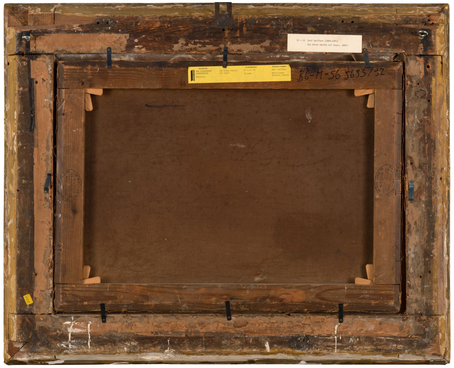 Rückseite, Leinwand mit zwei Holzrahmen, Rückseite, 48 x 65 cm