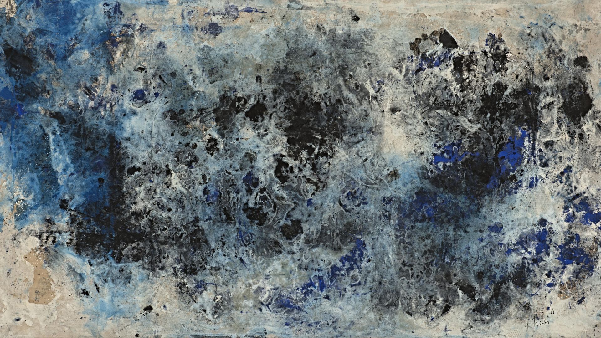 painting by Fred Thieler, Mixed Media on canvas, 160 x 315 cm 