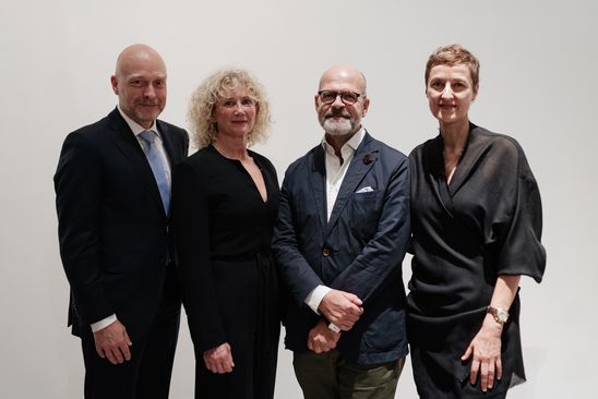 Jens-Rainer Jänig, Vorsitzender Förderverein Berlinische Galerie, Tone Hansen, Direktorin MUNCH, Dr. Thomas Köhler, Direktor Berlinische Galerie und Dr. Stefanie Heckmann, Leiterin Sammlung Bildende Kunst und Kuratorin der Ausstellung (von links nach rechts)