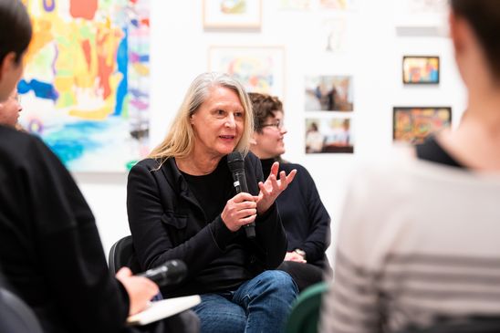 The Art Educator's Talk am 17.10.19 in 207m², Moderation: Gila Kolb und Konstanze Schütze, Gäste: Christiane Hamacher, Paula Marie Kanefendt und Marie Newid, © Foto: Harry Schnitger