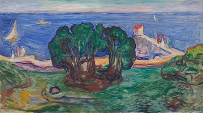 Edvard Munch, Baumgruppe am Strand (Der Linde-Fries), 1904, Foto: © MUNCH, Oslo / Ove Kvavik Edvard Munch, Baumgruppe am Strand (Der Linde-Fries), 1904, Foto: © MUNCH, Oslo / Ove Kvavik