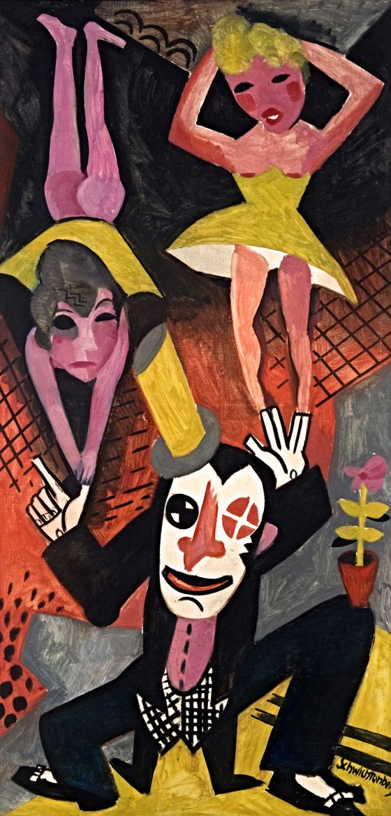 Martel Schwichtenberg, Akrobaten, Grotesker Balanceakt, um 1922, © Urheberrechte am Werk erloschen