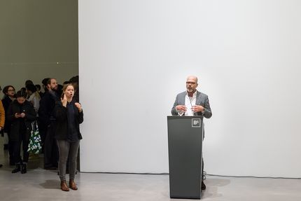 Eröffnung der Ausstellung "Carsten Nicolai. Tele" in der Berlinischen Galerie, 22.3.2018, Foto: Harry Schnitger Eröffnung der Ausstellung "Carsten Nicolai. Tele" in der Berlinischen Galerie, 22.3.2018, Foto: Harry Schnitger