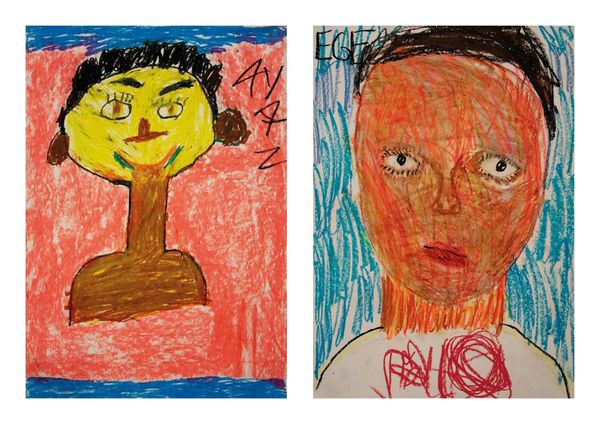 zwei Portraits mit verschiedenen Hauttönen in gelb und orange