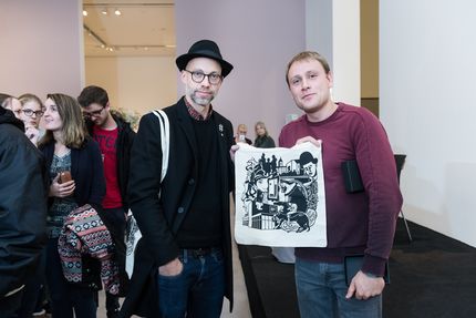 Lesung mit Schauspieler Max Riemelt aus "Auguste Bolte" von Kurt Schwitters, 4.11.2016, Foto: Harry Schnitger Lesung mit Schauspieler Max Riemelt aus "Auguste Bolte" von Kurt Schwitters, 4.11.2016, Foto: Harry Schnitger